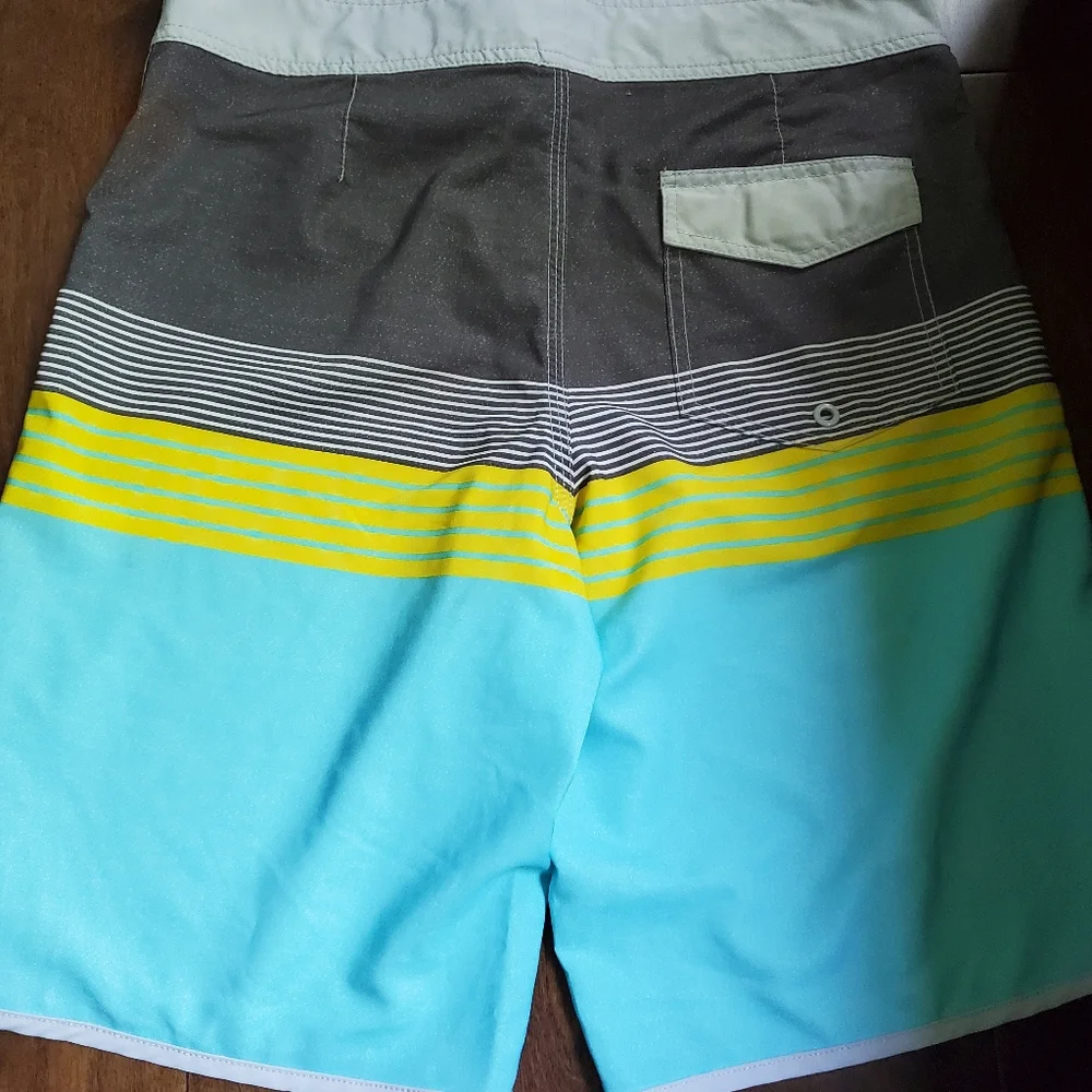 Mens swimming trunks size 32 in blue gray and yellow